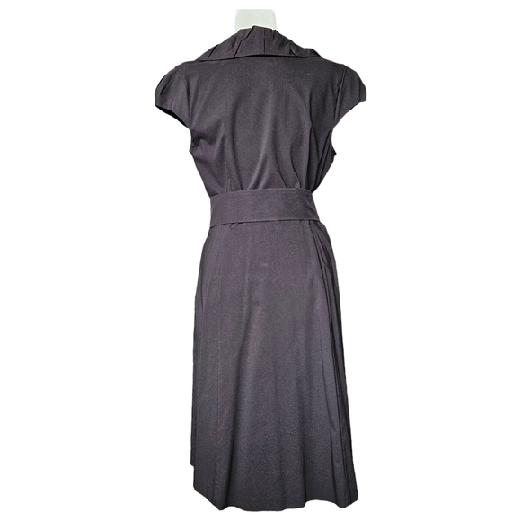 Le Chateau black midi dress with sash rushed shawl collar faux wrap 14/XL/XXL - Picture 2 of 16